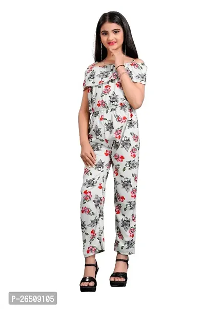 Fancy Crepe Printed Jumpsuit For Baby Girls