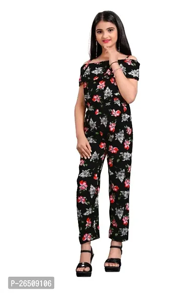 Fancy Crepe Printed Jumpsuit For Baby Girls