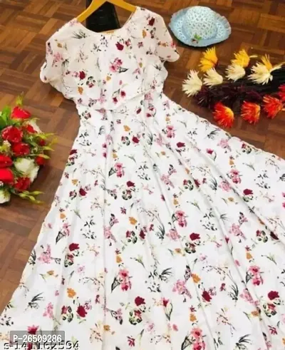 Fancy Crepe Printed Dress For Baby Girls