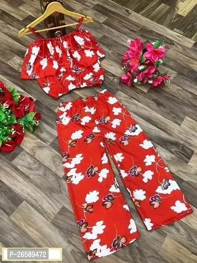 Fancy Crepe Printed Clothing Set For Baby Girls