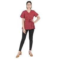 KULFI Women's Maroon Color Polka Dots Printed Polyester Top-thumb4