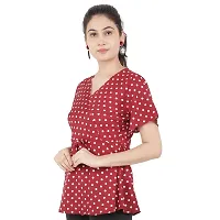 KULFI Women's Maroon Color Polka Dots Printed Polyester Top-thumb3