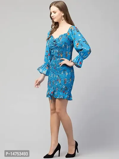 Kulfi Women's V Neck Trendy Printed Crop Dress-thumb3