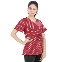 KULFI Women's Maroon Color Polka Dots Printed Polyester Top-thumb2