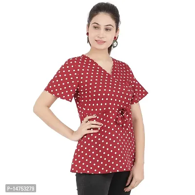 KULFI Women's Maroon Color Polka Dots Printed Polyester Top-thumb3