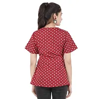 KULFI Women's Maroon Color Polka Dots Printed Polyester Top-thumb1