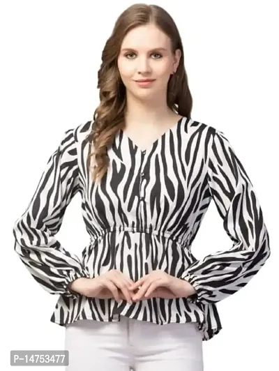 Kulfi Women's Animal Zebra Print Top-thumb0