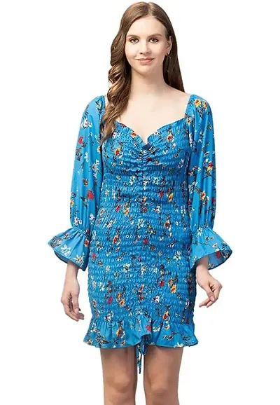 Kulfi Women's V Neck Trendy Printed Crop Dress