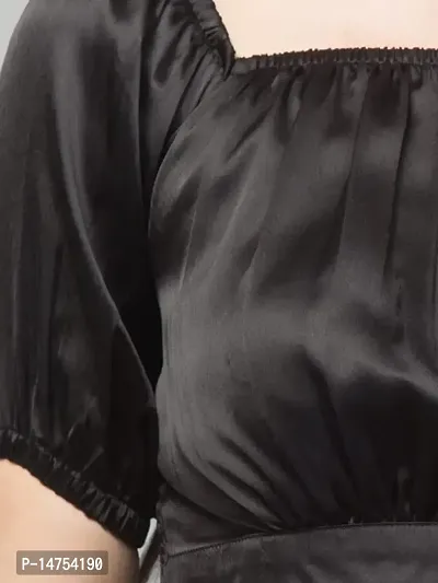Kulfi Women's Short Sleeves Solid Top in Satin-thumb4