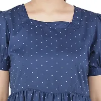 Stylish Navy Blue Polyester Cotton Printed Tops For Women-thumb4