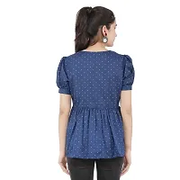 Stylish Navy Blue Polyester Cotton Printed Tops For Women-thumb3