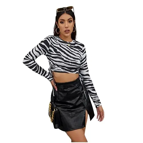 Culpi Womens Crop Top in Zebra Print