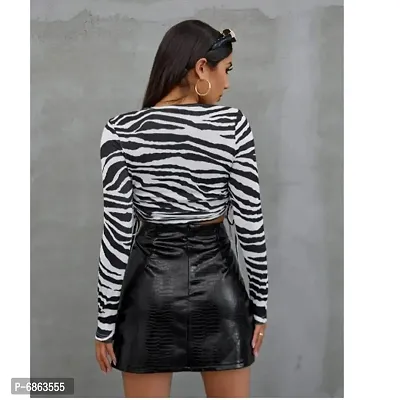 Culpi Womens Crop Top in Zebra Print-thumb2