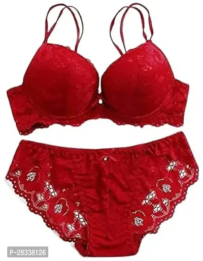 Classic Solid Bra and Panty Set for Women-thumb0