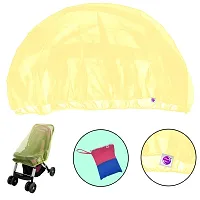 Silver Shine Polyester Mosquito net Foldable Net Double Bed, Single Bed, Hanging Round Square and Baby Stroller Net (Yellow, Kids Stroller)-thumb1