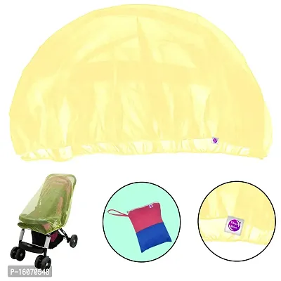 Silver Shine Polyester Mosquito net Foldable Net Double Bed, Single Bed, Hanging Round Square and Baby Stroller Net (Yellow, Kids Stroller)-thumb2