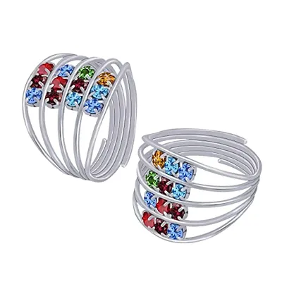 Stylish Leg Finger Ring Adjustable Multicolor Toe Ring Alloy Silver Plated Toe Ring