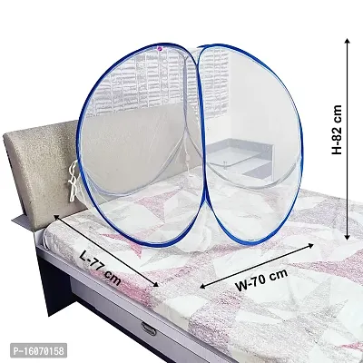 Silver Shine Baby Mosquito Net Tent Style Foldable Polyester 2.4 mm Strong PVC Coated Steel Mosquito Net for Baby (White- Blue)-thumb4