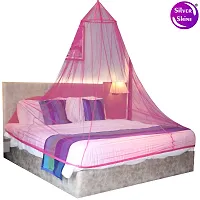 Mosquito Net for Double Bed, King-Size, Round Ceiling Hanging Foldable Polyester Net Pink (Pack of 1)-thumb2