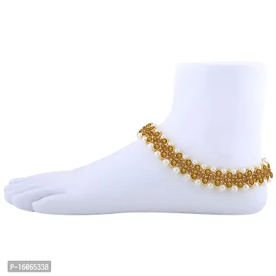 SILVER SHINE Gold plated Attractive Designer kundan Anklet for Women And Girl-thumb3