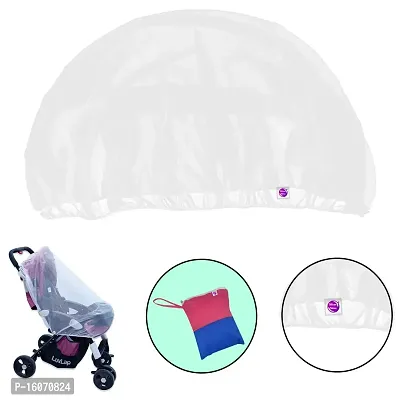Silver Shine Mosquito Stroller Net for Baby Carriage Stroller Pram,Carriers, Car Seats, Cradles, Mosquito Net Plus Size for Baby Kids 0 to 3 Year (White Pink Purple)-thumb2