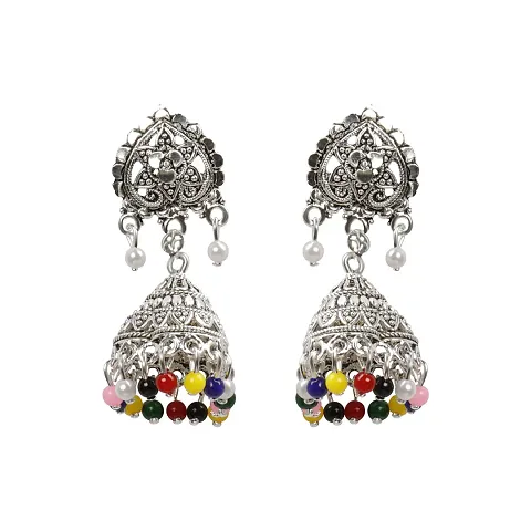 Alluring Multi color Flower and Beads Jhumki Earrings