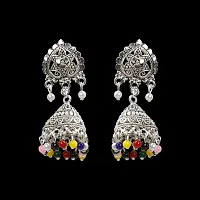 Alluring Multicolouredcolor Flower and Beads Jhumki Earrings-thumb1