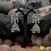 Alluring Multicolouredcolor Flower and Beads Jhumki Earrings-thumb2