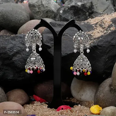 Alluring Multicolouredcolor Flower and Beads Jhumki Earrings-thumb3