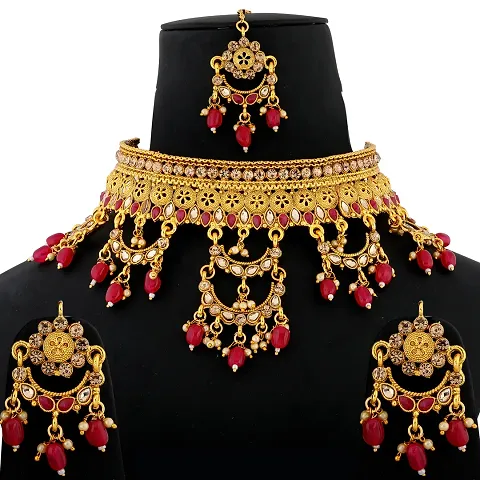 Gold Plated Crystal Beads Bridal Jewellery Set