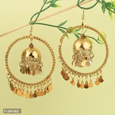 Stylish Party Wear Golden  jumki Dangle Earrings For Women Girl-thumb5