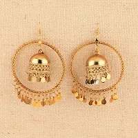 Stylish Party Wear Golden  jumki Dangle Earrings For Women Girl-thumb3