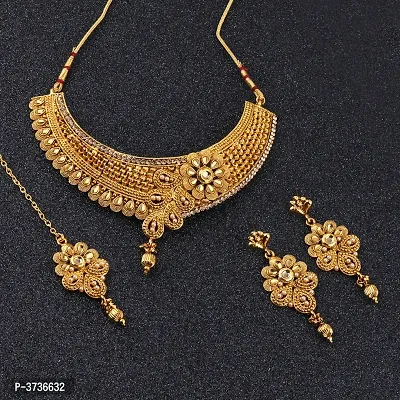 Unique Golden Base Metal Women Jewellery Set-thumb3