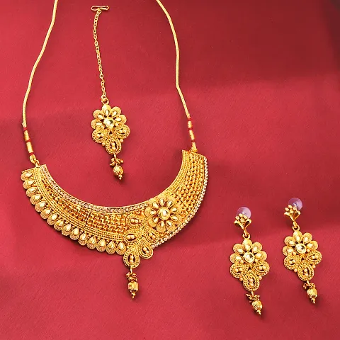 Traditional Golden Base Metal Jewellery Sets