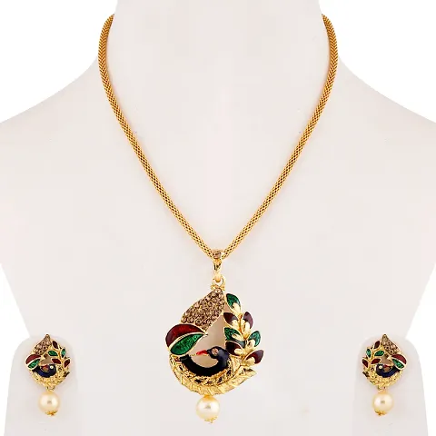 Peacock Design Gold Plated Jewellery Set