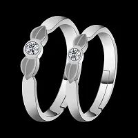 Silver-plated  Solitaire Leafy His And Her Adjustable Proposal Couple Ring For Men And Women Jewelry-thumb2