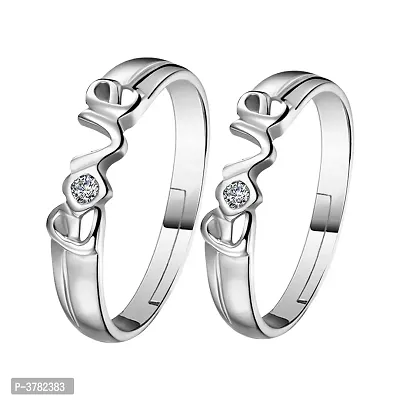 Silver-plated  Square And Round Solitaire His And Her Adjustable Proposal Diamond Couple Ring For Men And Women Jewelry