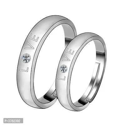 Silver-plated Ideal Solitaire Love His And Her Adjustable Proposal Couple Ring For Men And Women Jewelry