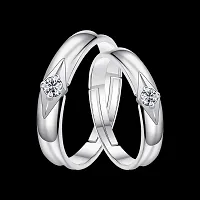 Silverplated Solitaire With Unique Design  His And Her Adjustable Proposal Couple Ring For Men And Women Jewellery-thumb2
