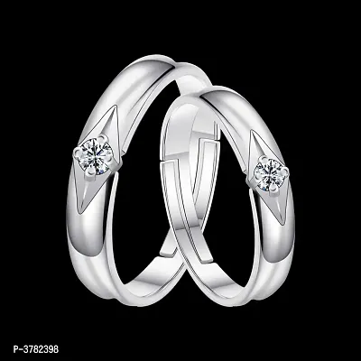 Silverplated Solitaire With Unique Design  His And Her Adjustable Proposal Couple Ring For Men And Women Jewellery-thumb3