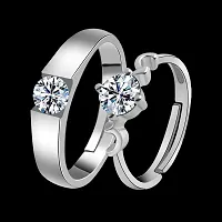 Silverplated Stylist Solitaire  His And Her Adjustable Proposal Couple Ring For Men And Women Jewellery-thumb2
