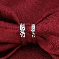 Silverplated Solitaire With Unique Design  His And Her Adjustable Proposal Couple Ring For Men And Women Jewellery-thumb1