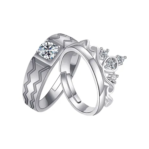 Designer Alloy Silver Plated Couple Ring Combos