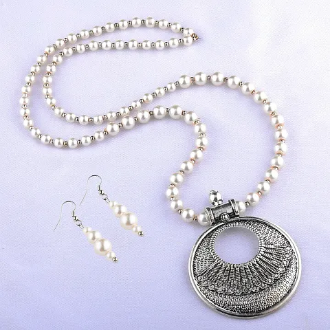 Amazing Silver Plated Pearl Jewellery Set