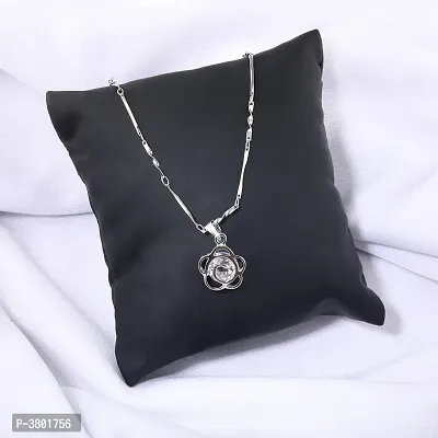 Silver Plated Chain With Small Flower Diamond Pendant For Women-thumb5