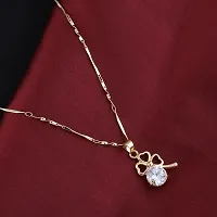 Gold Plated Chain With Cute Flower Shape Solitaire Diamond Pendant For Women-thumb4