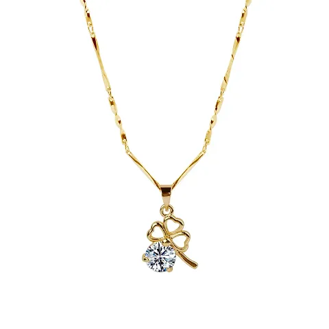Gold Plated Chain Solitaire Diamond Pendant