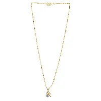 Gold Plated Chain With Cute Flower Shape Solitaire Diamond Pendant For Women-thumb3