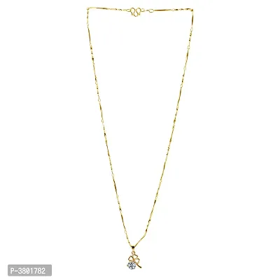 Gold Plated Chain With Cute Flower Shape Solitaire Diamond Pendant For Women-thumb4
