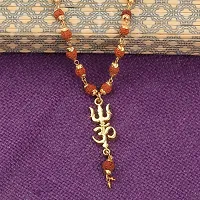 Gold Plated Traditional Rudraksh Mala Om Trishul Pendant for Men and Women-thumb2